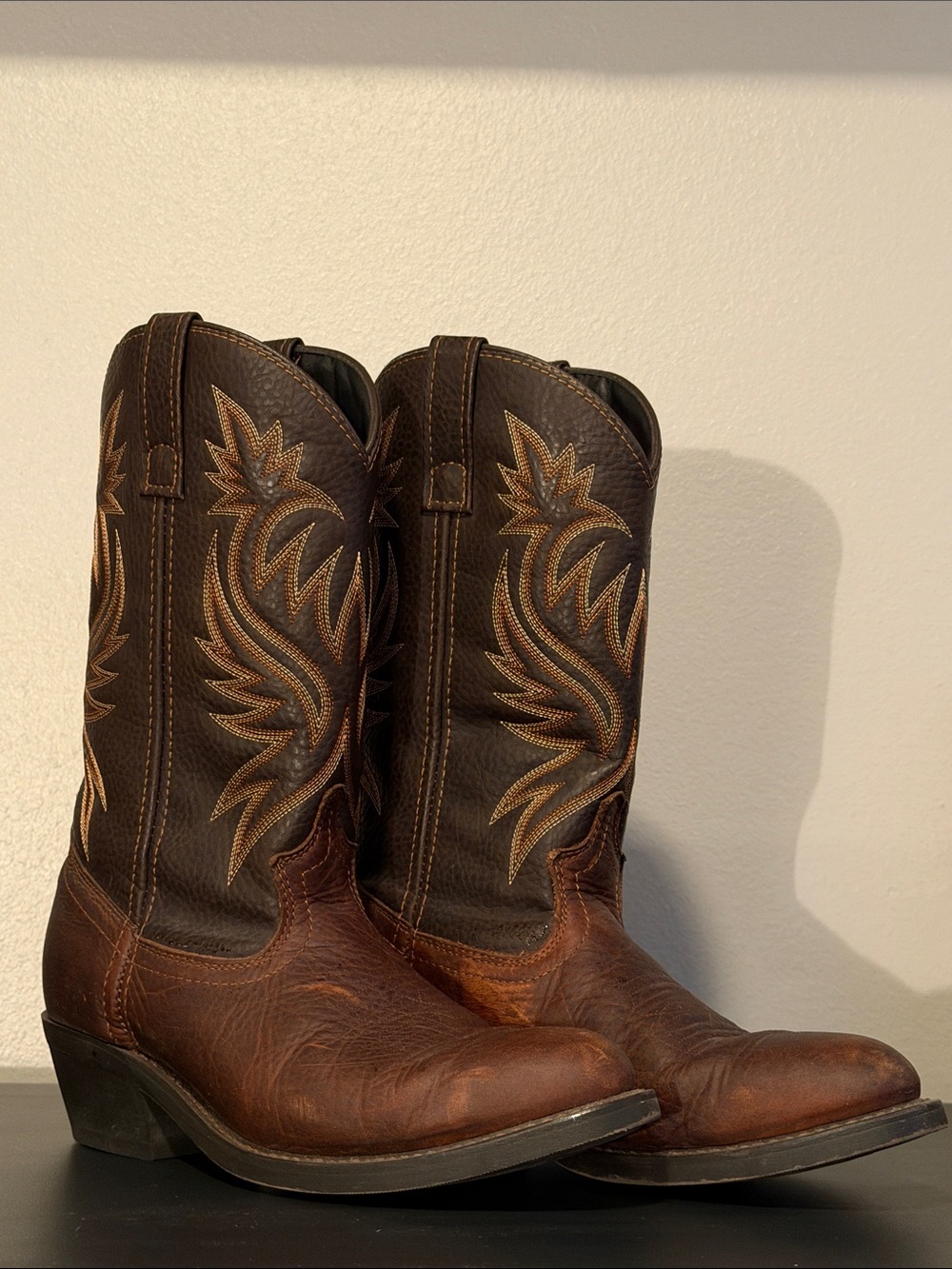 Laredo Dark Brown Western Embroidered Leather Cowboy Boots